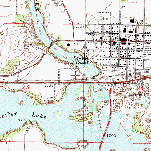 Topographic Map of River Lakes Civic Arena, MN