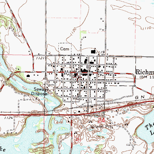 Topographic Map of Richmond Fire Department, MN