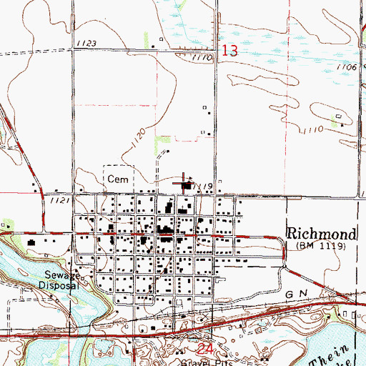 Topographic Map of Richmond Elementary School, MN