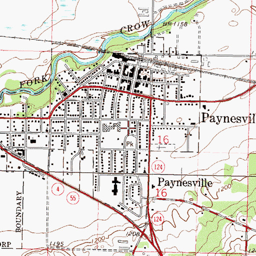 Topographic Map of Paynesville Fire Department, MN