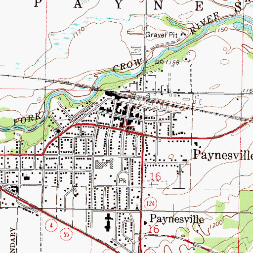 Topographic Map of Paynesville Police Department, MN
