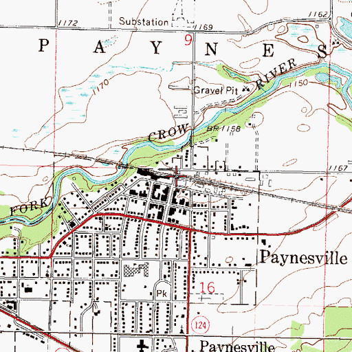 Topographic Map of Paynesville, MN