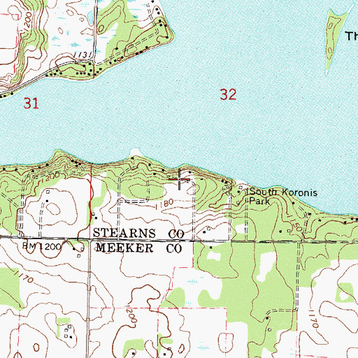 Topographic Map of Sandy Point Park, MN