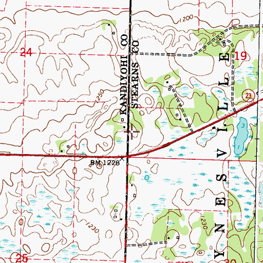 Topographic Map of Paynesville Evangelical Church, MN