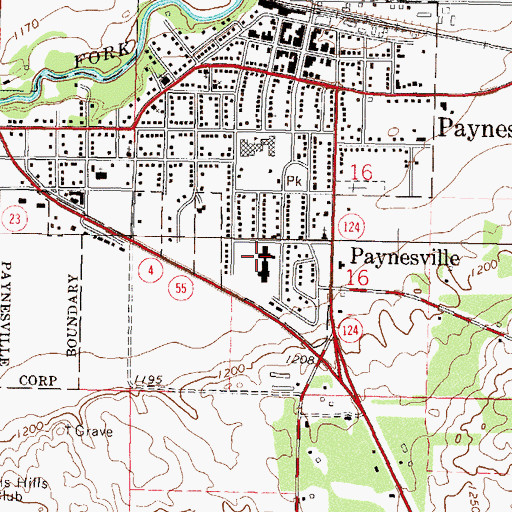 Topographic Map of Centra Care Paynesville Hospital, MN