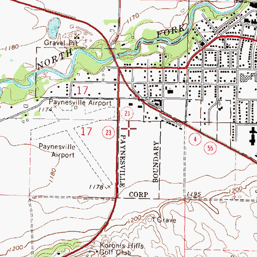 Topographic Map of Paynesville High School, MN