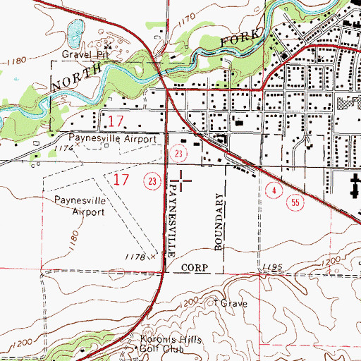 Topographic Map of Paynesville Middle School, MN