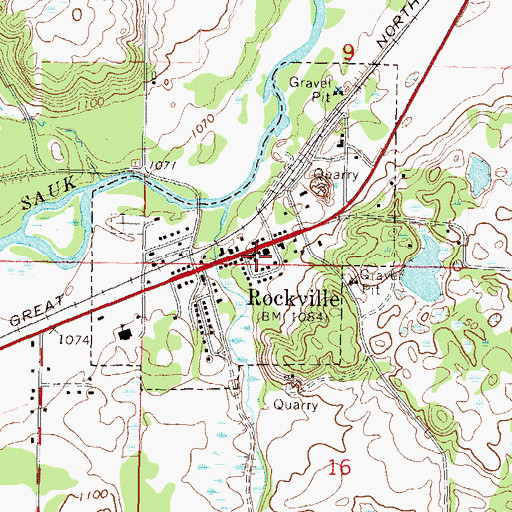 Topographic Map of Rockville City Hall, MN