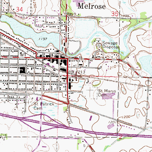 Topographic Map of Melrose Area Museum, MN