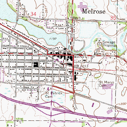 Topographic Map of Melrose (historical), MN