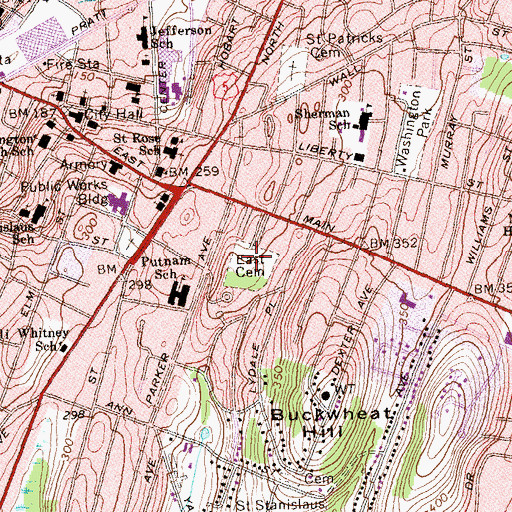 Topographic Map of East Cemetery, CT