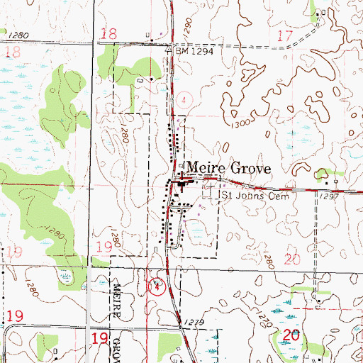 Topographic Map of Saint John's Church, MN