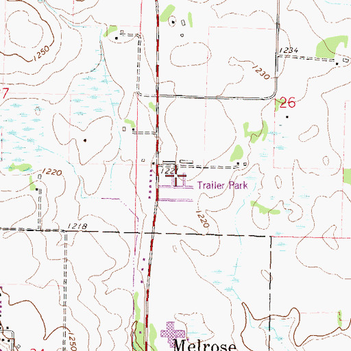 Topographic Map of Melrose Mobile Home Park, MN