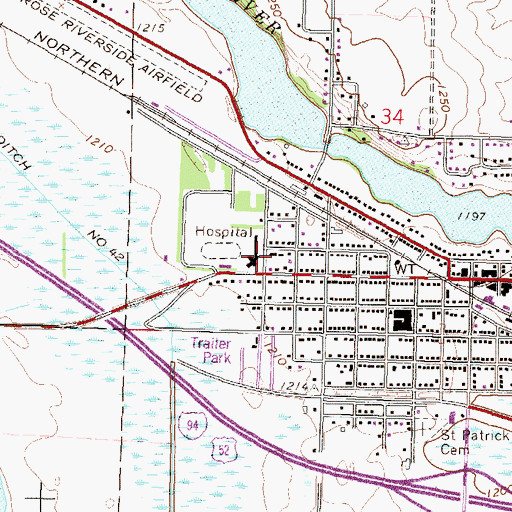 Topographic Map of Pine Villa Nursing Home, MN