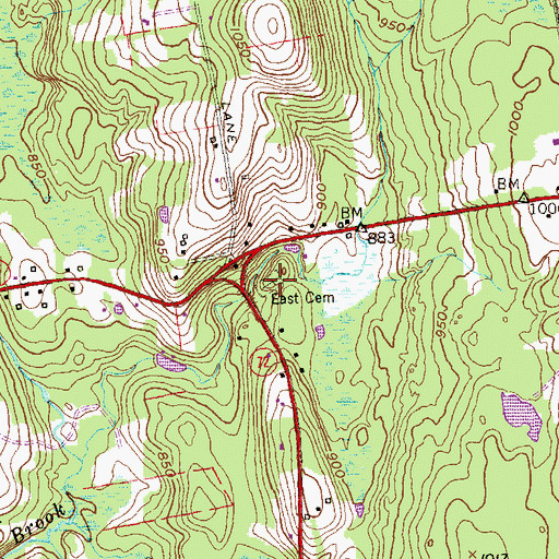 Topographic Map of East Cemetery, CT