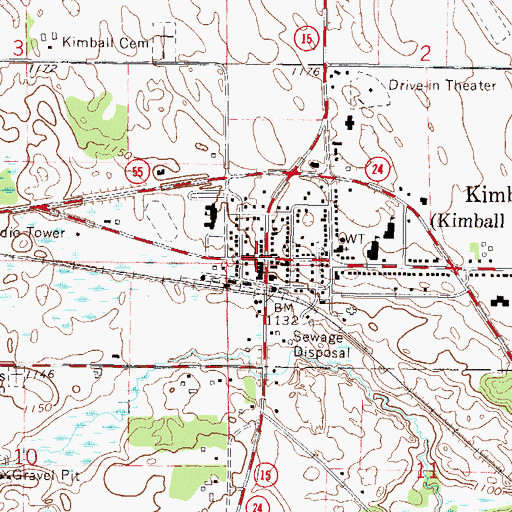 Topographic Map of Kimball Police Department, MN