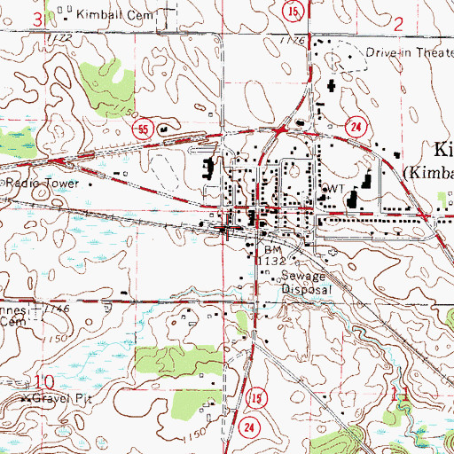 Topographic Map of Kimball, MN