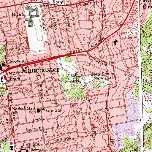 Topographic Map of East Cemetery, CT