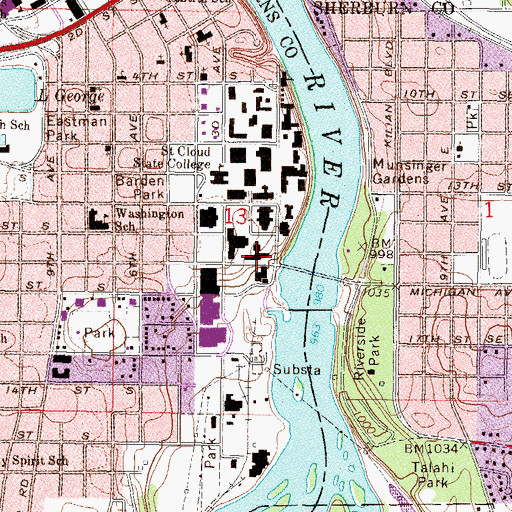 Topographic Map of Shoemaker Hall, MN