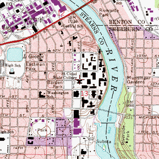 Topographic Map of Administration Services Building, MN