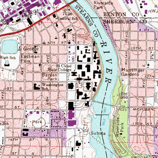 Topographic Map of Headley Hall, MN