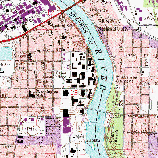 Topographic Map of Centennial Hall, MN
