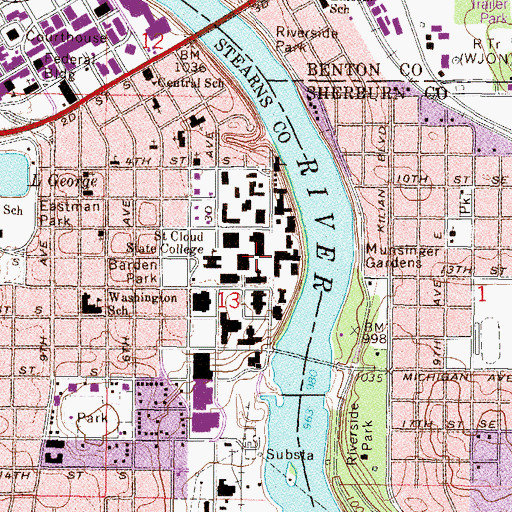Topographic Map of Brown Hall, MN