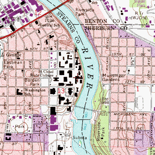 Topographic Map of Stewart Hall, MN