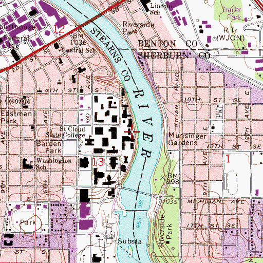Topographic Map of Lawrence Hall, MN