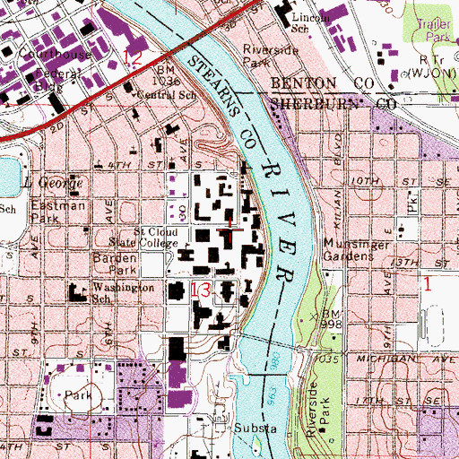 Topographic Map of Atwood Memorial Center, MN