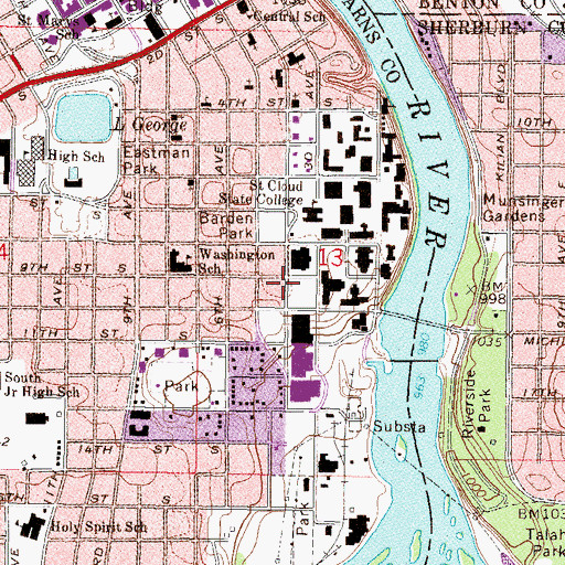 Topographic Map of American Indian Center, MN