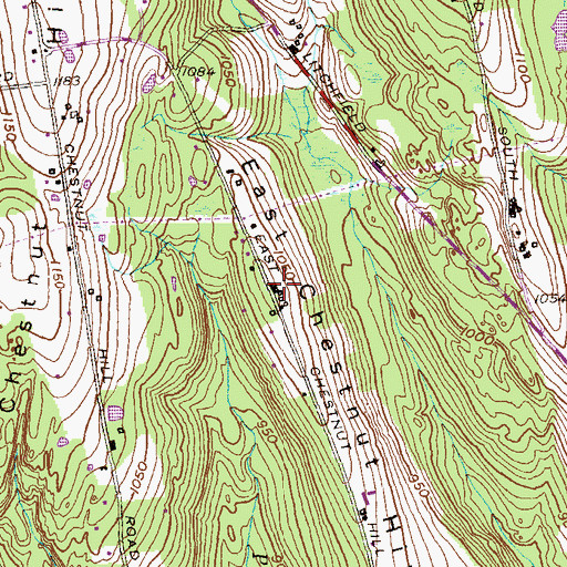 Topographic Map of East Chestnut Hill, CT