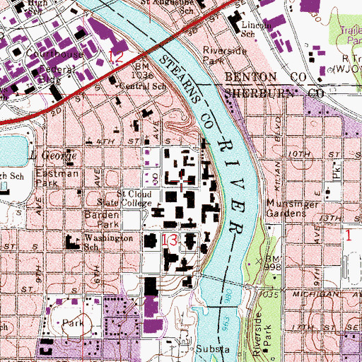 Topographic Map of Sherburne Hall, MN