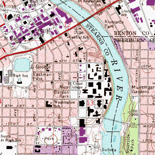 Topographic Map of University Public Safety Building, MN