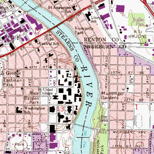 Topographic Map of Mitchell Hall, MN