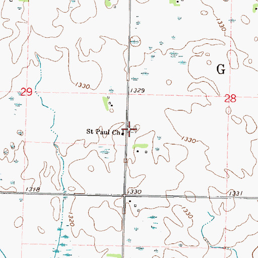 Topographic Map of Unity Cemetery, MN