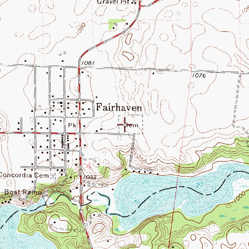 Topographic Map of Fairhaven Cemetery, MN