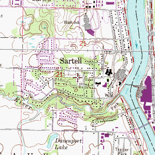 Topographic Map of Oak Hill Cemetery, MN