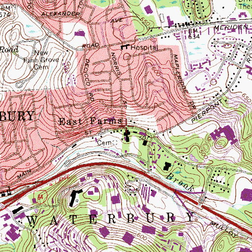 Topographic Map of East Farms, CT
