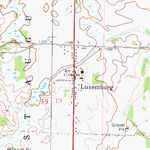 Topographic Map of Saint Wendelin Cemetery, MN