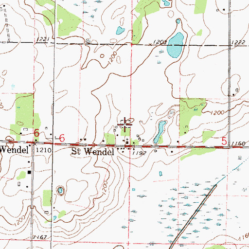 Topographic Map of Saint Wendel Cemetery, MN