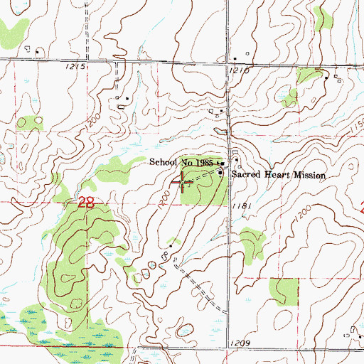 Topographic Map of Sacred Heart Cemetery, MN