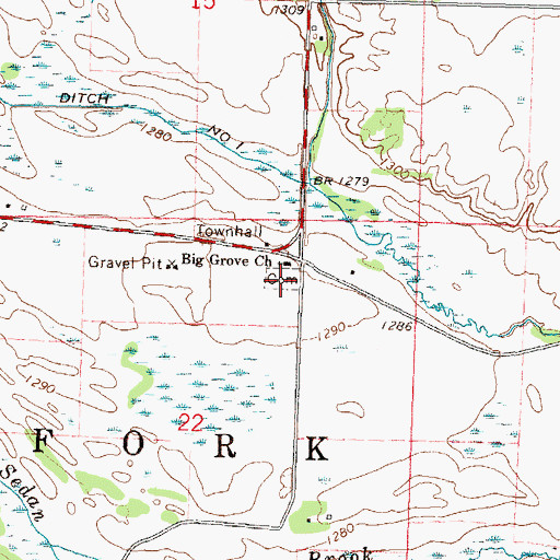 Topographic Map of Big Grove Church Cemetery, MN