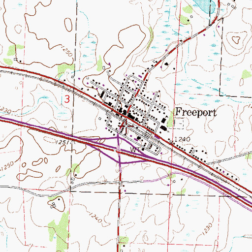 Topographic Map of Freeport City Hall, MN