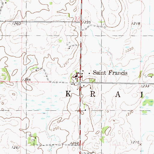 Topographic Map of Saint Francis Church, MN