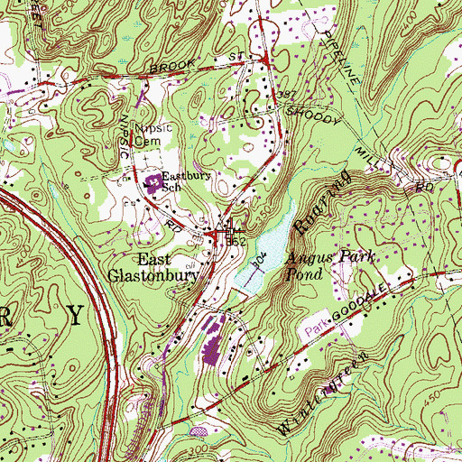 Topographic Map of East Glastonbury, CT