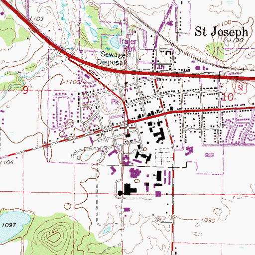 Topographic Map of College of Saint Benedict Garage, MN