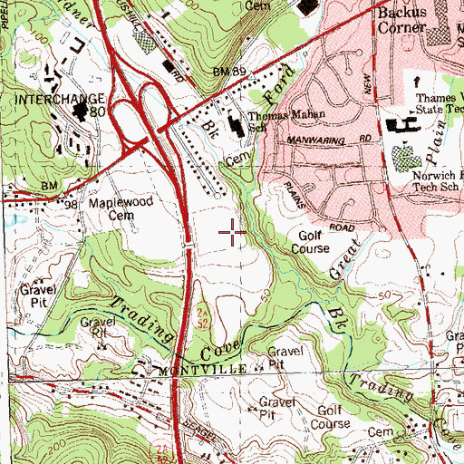 Topographic Map of East Great Plain, CT