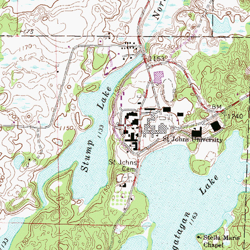 Topographic Map of Saint Johns Fire Department, MN