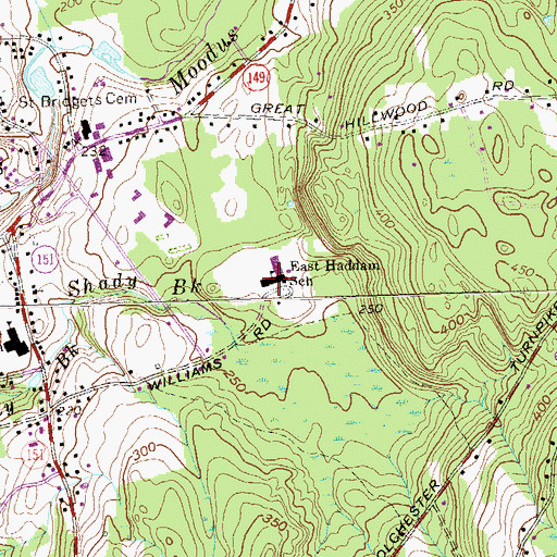 Topographic Map of East Haddam School, CT